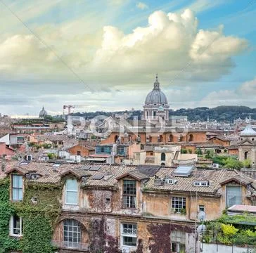 Beautiful panorama of rome homes and landmarks Stock Photos