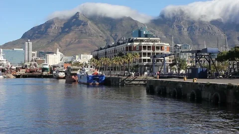 Beautiful panorama of Table mountains at Cape Town, South Africa Stock Footage 86443314