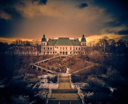 Beautiful panoramic aerial drone view on the Center of Contemporary Art in th Stock Photos