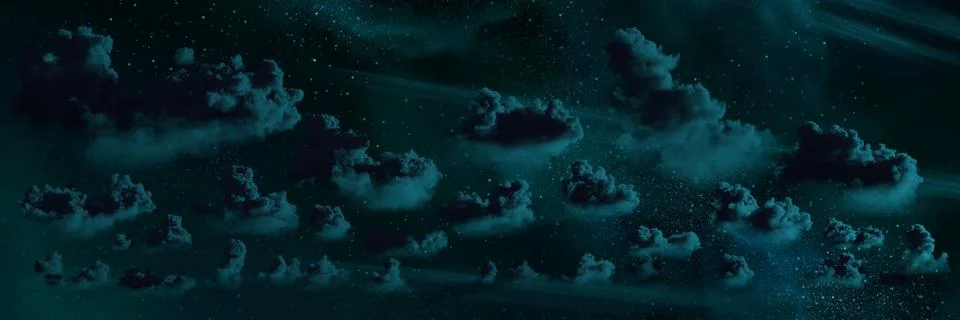 Beautiful panoramic clouds at night background , nature 3D rendering Stock Illustration