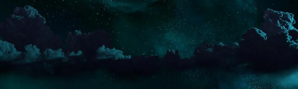 Beautiful panoramic clouds at night background - nature 3D rendering Stock Illustration