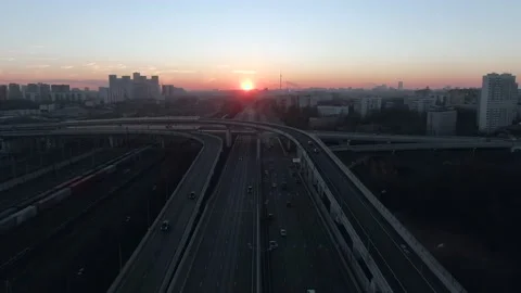 Beautiful panoramic landscape infrastructure of modern city from great height Stock Footage 143370648