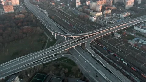 Beautiful panoramic landscape infrastructure of modern city from great height Stock Footage 143370837
