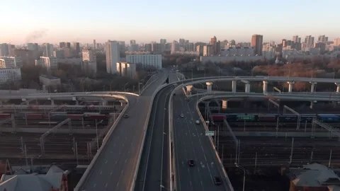 Beautiful panoramic landscape infrastructure of modern city from great height Stock Footage 143370856
