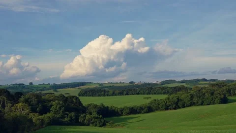 Beautiful Panoramic Landscape View Of Fields And Forests Stock Footage 167824117