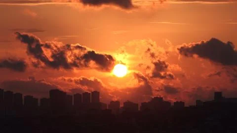 Beautiful panoramic  sunset on the cloudy sky, Turkey Stock Photos