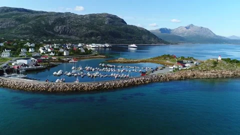 Beautiful panoramic view of the bay with backdrop of wonderful mountains Stock Footage 136847750