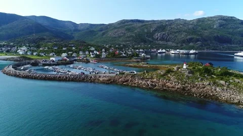 Beautiful panoramic view of the bay with yachts  backdrop of wonderful mountains Stock Footage 136847643