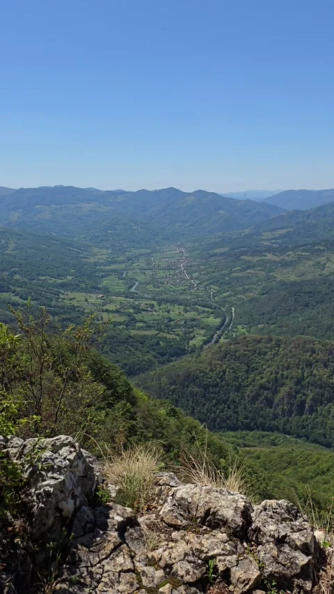 Beautiful panoramic view from the Bedeleu Mountain Stock Footage 317036540