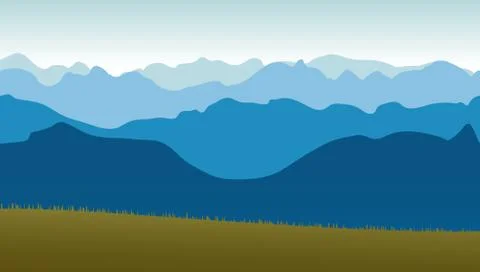 Beautiful panoramic view of the blue mountains. Stock Illustration
