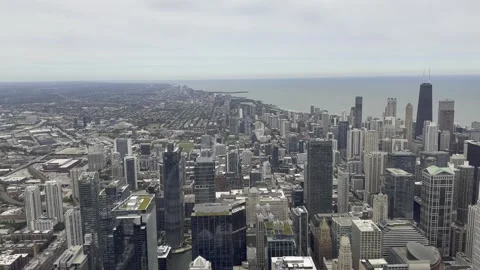 Beautiful panoramic view of the Chicago skyline featuring iconic skyscrapers Stock Footage 344956282