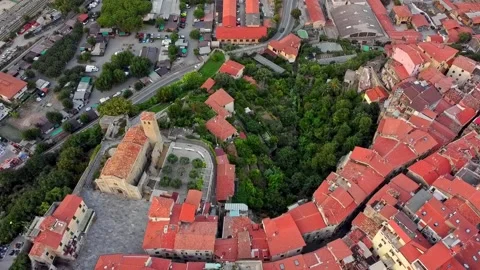 Beautiful panoramic view of Colletta square and San Michele Arcangelo church in Stock Footage 195296823