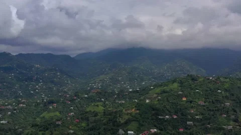 Beautiful panoramic view from a drone of the mountain village Stock Footage 151484273