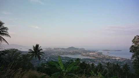 Beautiful panoramic view fromt the mountain on the Koh Samui island in Thailand Stock Footage 246590363