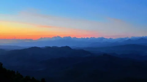 Beautiful panoramic view of the horizon from forested mountains. 4K 動画素材 340077823