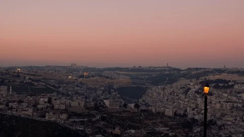 Beautiful Panoramic view of Jerusalem at evening time. Israel. 스톡 동영상 104709126