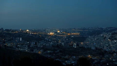 Beautiful Panoramic view of Jerusalem at evening time. Israel. Video stock 104719636