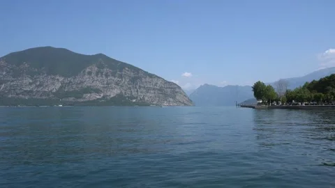 Beautiful panoramic view of Lake Iseo in Northern Italy Stock Footage 344781722