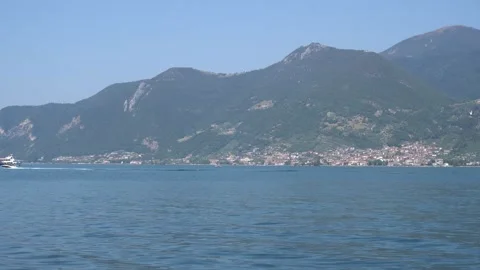 Beautiful panoramic view of Lake Iseo in Northern Italy Stock Footage 344781750