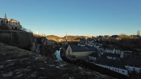 Beautiful Panoramic view of the lower town of Luxembourg City Stock Footage 299934821