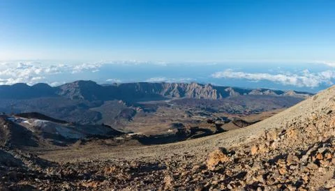 Beautiful panoramic view of the mountain range from the Telerifico Cable Car Foto stock