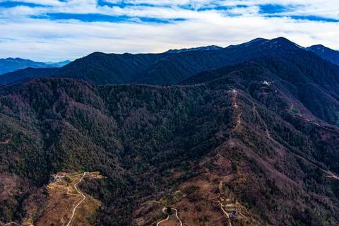 Beautiful panoramic view of the mountain range from a drone Stock Photos