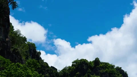 Beautiful panoramic view of mountains with clouds moving in the sky. Stock Footage 314688008