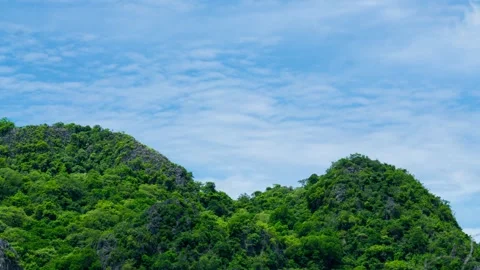 Beautiful panoramic view of mountains with clouds moving in the sky. Stock Footage 314688033