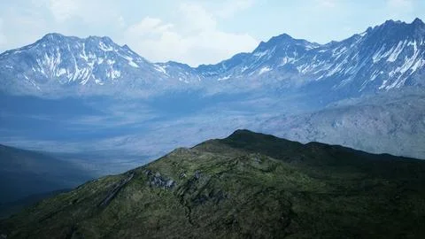 Beautiful panoramic view of the mountains Stock Illustration
