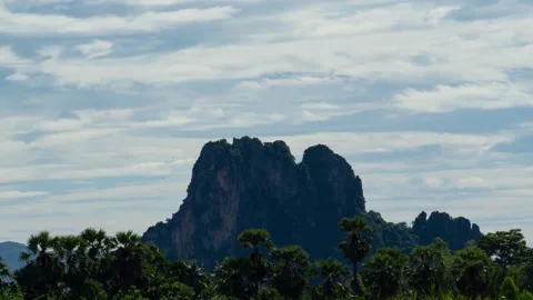 Beautiful panoramic view of the mountains with white clouds in the background. Stock Footage 314688014