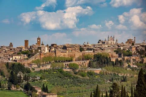 Beautiful panoramic view of the old town of Orvieto, Umbria, Italy, Terni Stock Photos