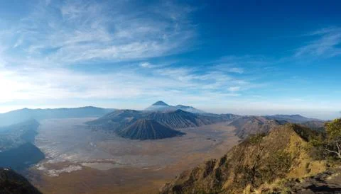 Beautiful panoramic view over Mt Bromo volcano in Java Indonesia Foto stock