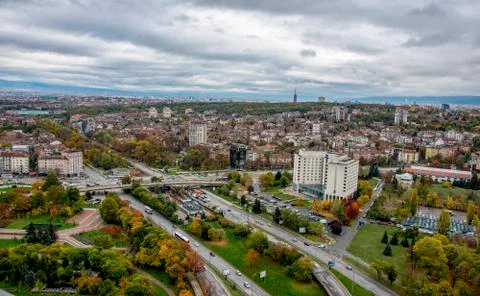 Beautiful panoramic view over Sofia cityscape , Bulgaria ,Europe Stock Photos