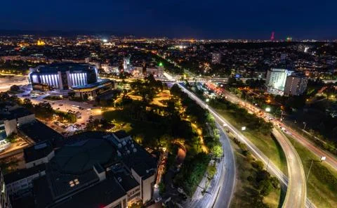 Beautiful panoramic view over Sofia cityscape at sunset, in Bulgaria  Europe Stock Photos
