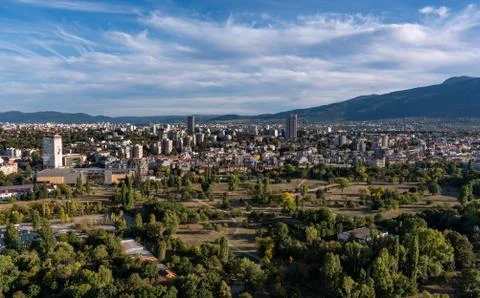 Beautiful panoramic view over Sofia cityscape , Bulgaria ,Europe Stock Photos