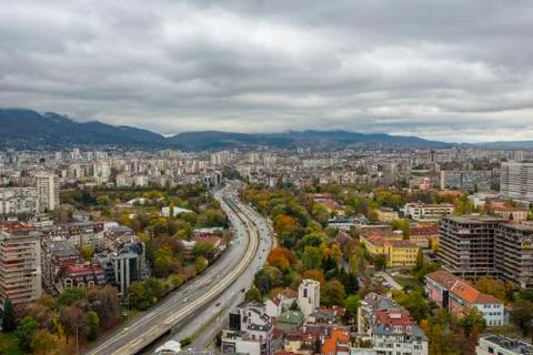 Beautiful panoramic view over Sofia cityscape , Bulgaria ,Europe Stock Photos