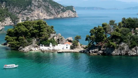 Beautiful panoramic view of Parga, Greece Stock Footage 112700426