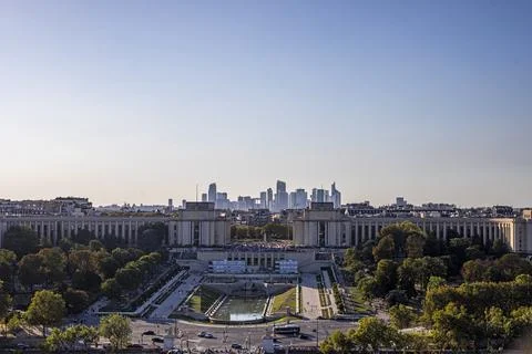 Beautiful panoramic view of Paris on a cloudless evening. Stock Photos