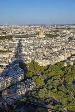 A beautiful panoramic view of Paris on a cloudless evening, featuring the s.. Stock Photos