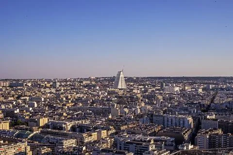 A beautiful panoramic view of Paris on a cloudless evening Stock Photos