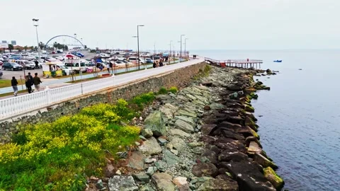 A beautiful panoramic view of the port with a large sea in the background Stock Footage 277156280