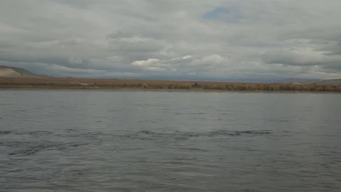 Beautiful panoramic view of the river and mountains in Tyva. Panorama of the Stock Footage 97152997