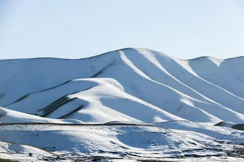 Beautiful panoramic view of snow capped mountains, Dagestan Stock Photos