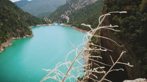 Beautiful panoramic view of summer landscape nature mountain park with lake Stock-Footage 131681464