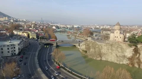 Beautiful panoramic view of Tbilisi at sunse Stock Footage 58326970