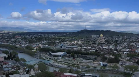 Beautiful panoramic view of Tbilisi at sunse Stock Footage 58478848