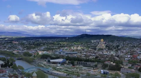 Beautiful panoramic view of Tbilisi at sunse Stock Footage 58711997