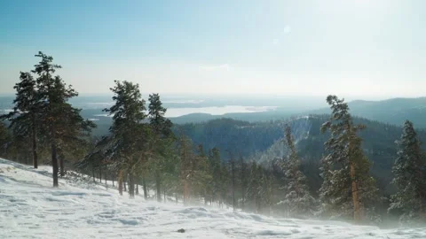 Beautiful panoramic view of the Ural ridge from the height of the mountain. Stock Footage 264241570