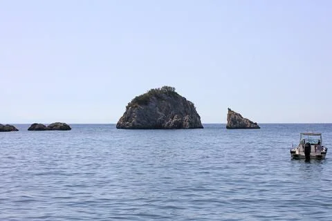 Beautiful Parga beach exploring Greece summer holidays background high qualit Stock Photos