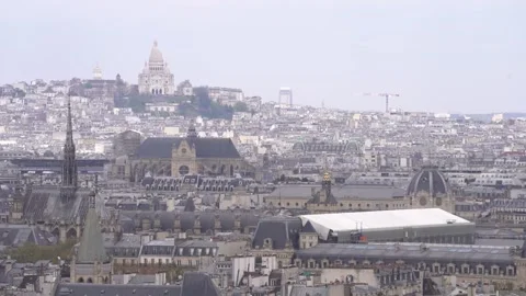 Beautiful Paris Skyline and Iconic Buildings and Landmark - Wide Angle Stock Footage 257540474